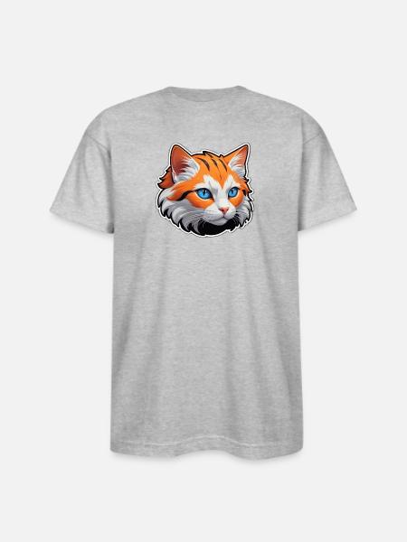 Cat face - Bayside Unisex Heavyweight USA Made T-Shirt - heather gray