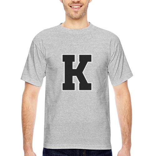 Varsity Letter K Collegiate Font Design - Bayside Unisex Heavyweight USA Made T-Shirt