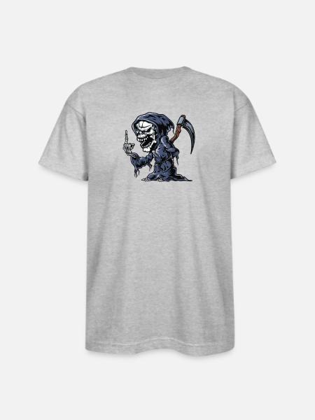 skeleton fuck you - Bayside Unisex Heavyweight USA Made T-Shirt - heather gray