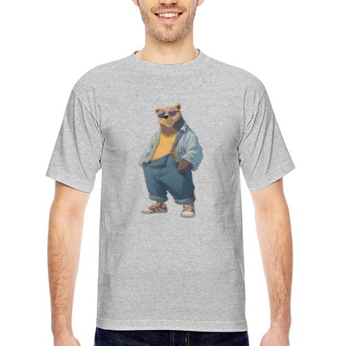 Fashion Streetwear Bear Cartoon Art - Bayside Unisex Heavyweight USA Made T-Shirt