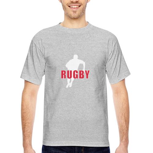 Bold Rugby Action Silhouette - Bayside Unisex Heavyweight USA Made T-Shirt