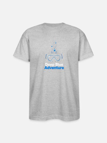 Deep Blue Adventure Dive Mask - Bayside Unisex Heavyweight USA Made T-Shirt - heather gray