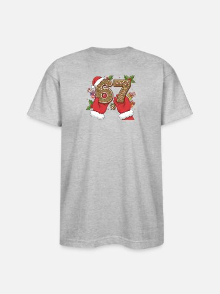 Holiday Gingerbread 6 7 Meme - Bayside Unisex Heavyweight USA Made T-Shirt - heather gray