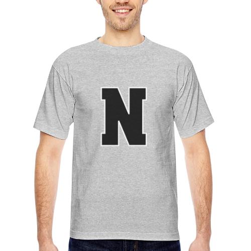 Varsity Letter N Athletic Font Graphic - Bayside Unisex Heavyweight USA Made T-Shirt