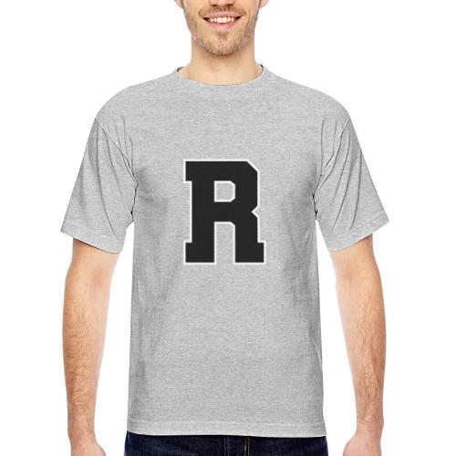 Varsity Letter R Athletic Monogram - Bayside Unisex Heavyweight USA Made T-Shirt
