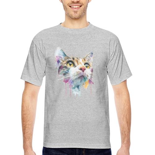Chromatic Cat Splash - Bayside Unisex Heavyweight USA Made T-Shirt