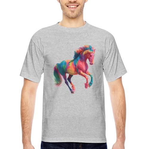 Colorful Paint Splatter Horse Art - Bayside Unisex Heavyweight USA Made T-Shirt