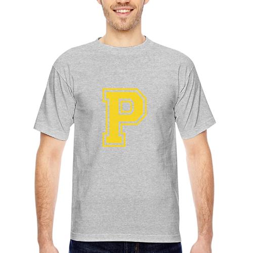 Letter P – Capital Athletic Alphabet Monogram - Bayside Unisex Heavyweight USA Made T-Shirt