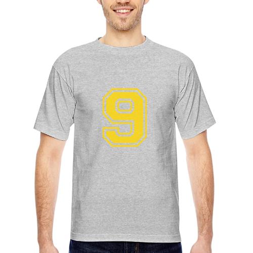 Number 9 in a classic athletic collegiate font - Bayside Unisex Heavyweight USA Made T-Shirt