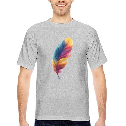 Rainbow Flight Feather - Bayside Unisex Heavyweight USA Made T-Shirt