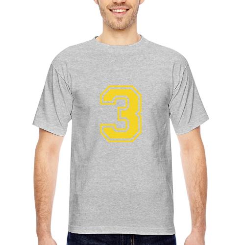 Number 3 in a classic athletic collegiate font - Bayside Unisex Heavyweight USA Made T-Shirt