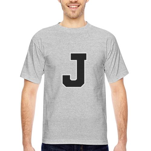 Varsity Letter J Athletic Alphabet Graphic - Bayside Unisex Heavyweight USA Made T-Shirt