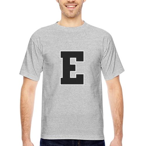 Varsity Letter E Collegiate Font Graphic - Bayside Unisex Heavyweight USA Made T-Shirt