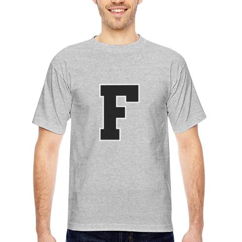 Varsity Letter F Athletic Monogram - Bayside Unisex Heavyweight USA Made T-Shirt