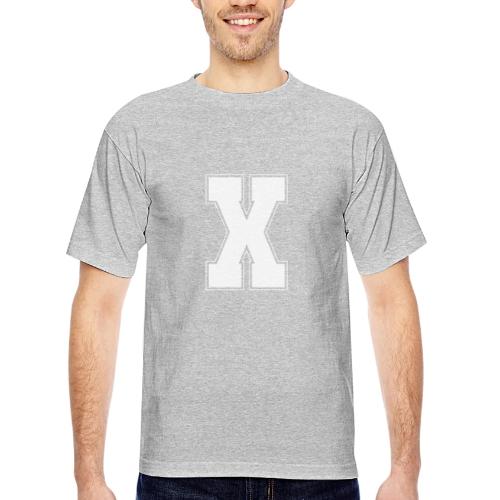 White Letter X – Varsity Alphabet Monogram - Bayside Unisex Heavyweight USA Made T-Shirt