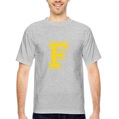 Letter F – Capital Athletic Alphabet Monogram - Bayside Unisex Heavyweight USA Made T-Shirt