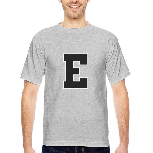 Varsity Letter E Collegiate Font Graphic - Bayside Unisex Heavyweight USA Made T-Shirt