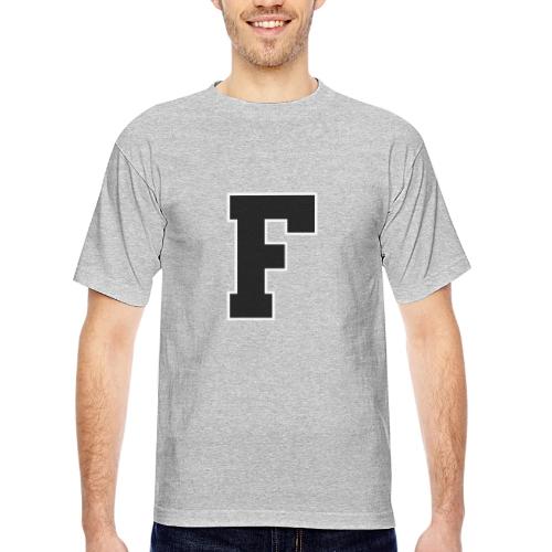 Varsity Letter F Athletic Monogram - Bayside Unisex Heavyweight USA Made T-Shirt