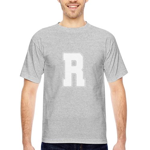 White Letter R – Varsity Alphabet Monogram - Bayside Unisex Heavyweight USA Made T-Shirt
