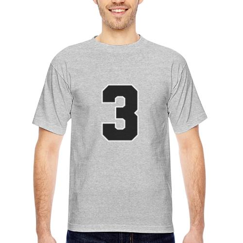Varsity Number 3 Athletic Font - Bayside Unisex Heavyweight USA Made T-Shirt