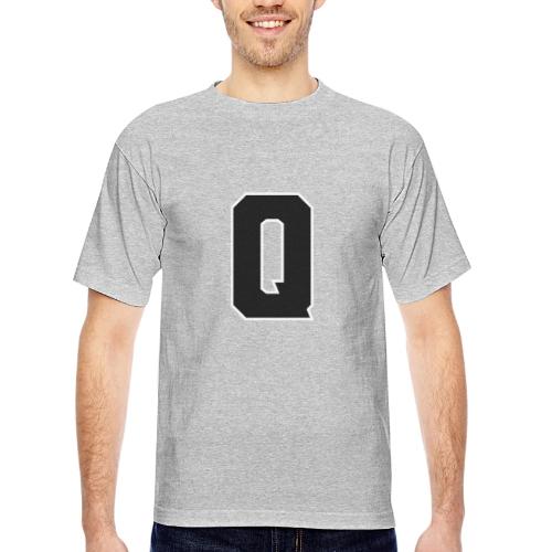 Varsity Letter Q Collegiate Font Graphic - Bayside Unisex Heavyweight USA Made T-Shirt