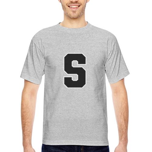 Varsity Letter S Collegiate Alphabet Art - Bayside Unisex Heavyweight USA Made T-Shirt