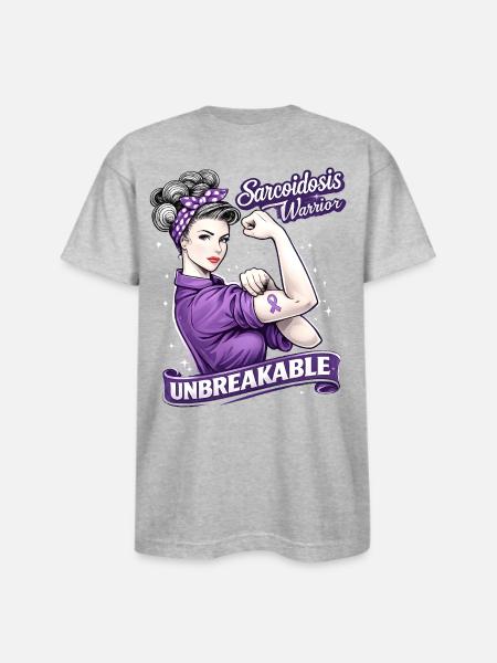 Sarcoidosis Warrior Unbreakable - Bayside Unisex Heavyweight USA Made T-Shirt - heather gray