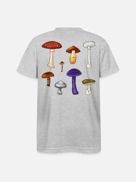 Poisonous Mushrooms - Bayside Unisex Heavyweight USA Made T-Shirt - heather gray