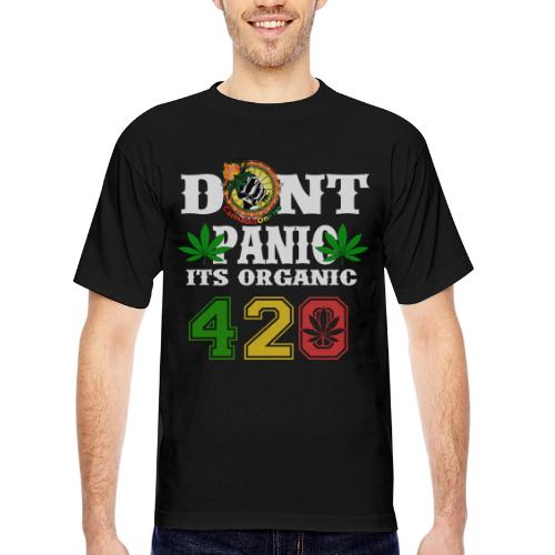 Joking 420 Organic Smoke Weed Marijuana Design - Bayside Unisex Heavyweight USA Made T-Shirt