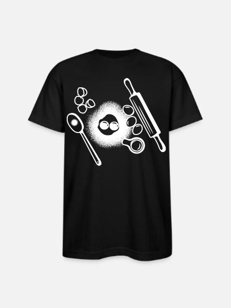 Baking Ingredients Drawing - Bayside Unisex Heavyweight USA Made T-Shirt - black