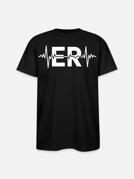 ER Pulse ECG Logo Tee - Bayside Unisex Heavyweight USA Made T-Shirt - black