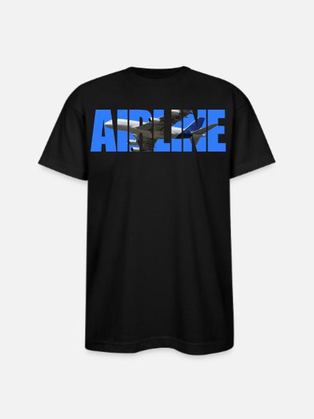 Airline Bold Cutout Jet Art - Bayside Unisex Heavyweight USA Made T-Shirt - black