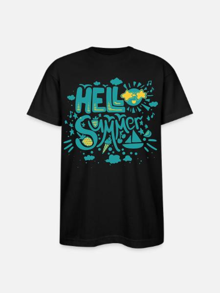 Hello Summer Relatives - Bayside Unisex Heavyweight USA Made T-Shirt - black