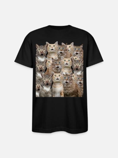 Surprised cats - Bayside Unisex Heavyweight USA Made T-Shirt - black