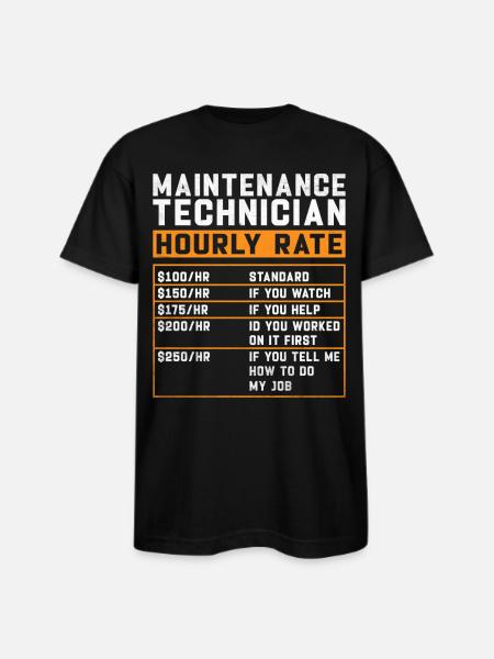 Maintenance Technician Hourly Rate - Bayside Unisex Heavyweight USA Made T-Shirt - black