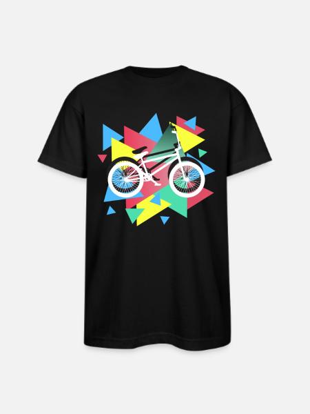 BMX Biking Geometric - Bayside Unisex Heavyweight USA Made T-Shirt - black