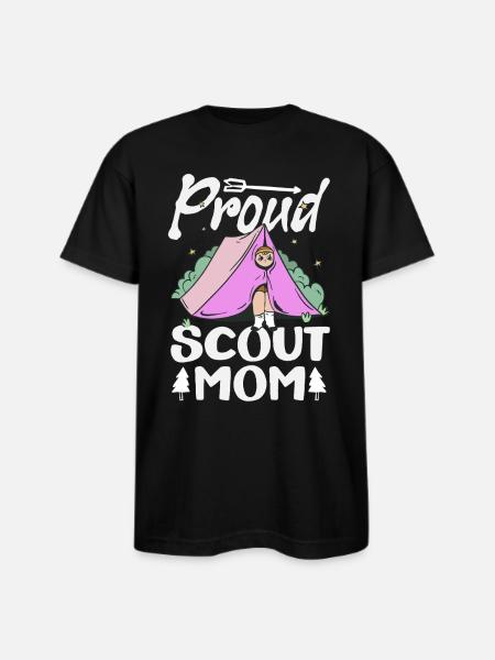 Proud Scout Mom Scouting Mother Camp - Bayside Unisex Heavyweight USA Made T-Shirt - black