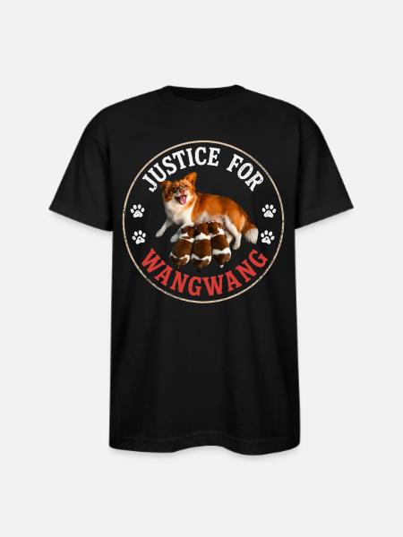 Justice For Wangwang Dog - Bayside Unisex Heavyweight USA Made T-Shirt - black
