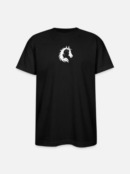 Silhouette Stallion Portrait - Bayside Unisex Heavyweight USA Made T-Shirt - black
