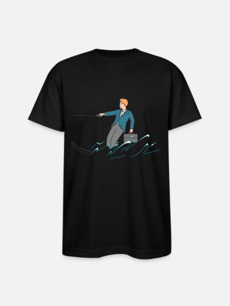 WATER SKIING - Bayside Unisex Heavyweight USA Made T-Shirt - black
