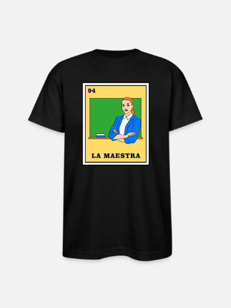 Mexican Lottery La Maestra - Bayside Unisex Heavyweight USA Made T-Shirt - black
