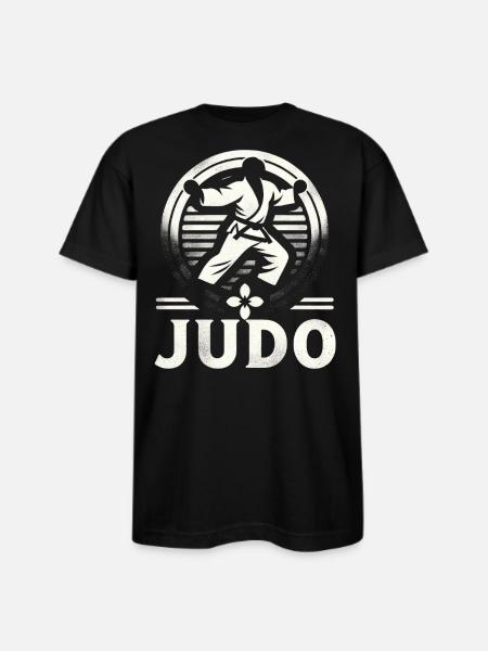 Judo Mastery Combat Emblem - Bayside Unisex Heavyweight USA Made T-Shirt - black