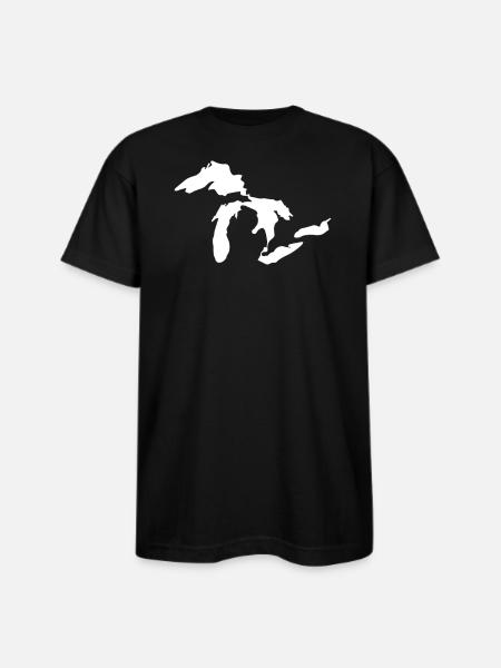 Great lakes white - Bayside Unisex Heavyweight USA Made T-Shirt - black