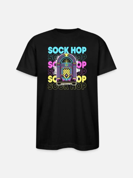Retro 50s Sock Hop Dance - Bayside Unisex Heavyweight USA Made T-Shirt - black