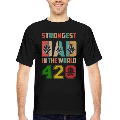Chucklesome 420 Dad Loves Herb Weed Marijuana - Bayside Unisex Heavyweight USA Made T-Shirt