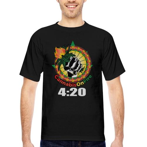 Wacky 420 Keep It Lit Time Weed Marijuana Design - Bayside Unisex Heavyweight USA Made T-Shirt