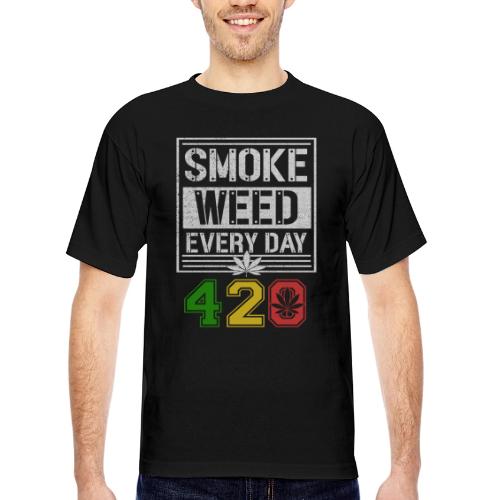 Hysterical 420 Everyday Smoker Weed Marijuana - Bayside Unisex Heavyweight USA Made T-Shirt