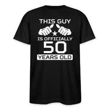 Ce mec est 50 ans drôle 50e anniversaire - T-shirt épais Bayside fabriqué aux É.-U. Unisexe - noir - Devant - Anthony (185cm)