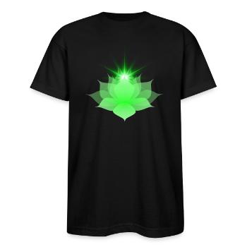 Green Chakra Lotus - Bayside Unisex Heavyweight USA Made T-Shirt - black - Front - Anthony (185cm)