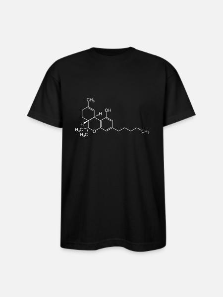 THC Cannabis Weed Chemical Symbol Science Geeky - Bayside Unisex Heavyweight USA Made T-Shirt - black
